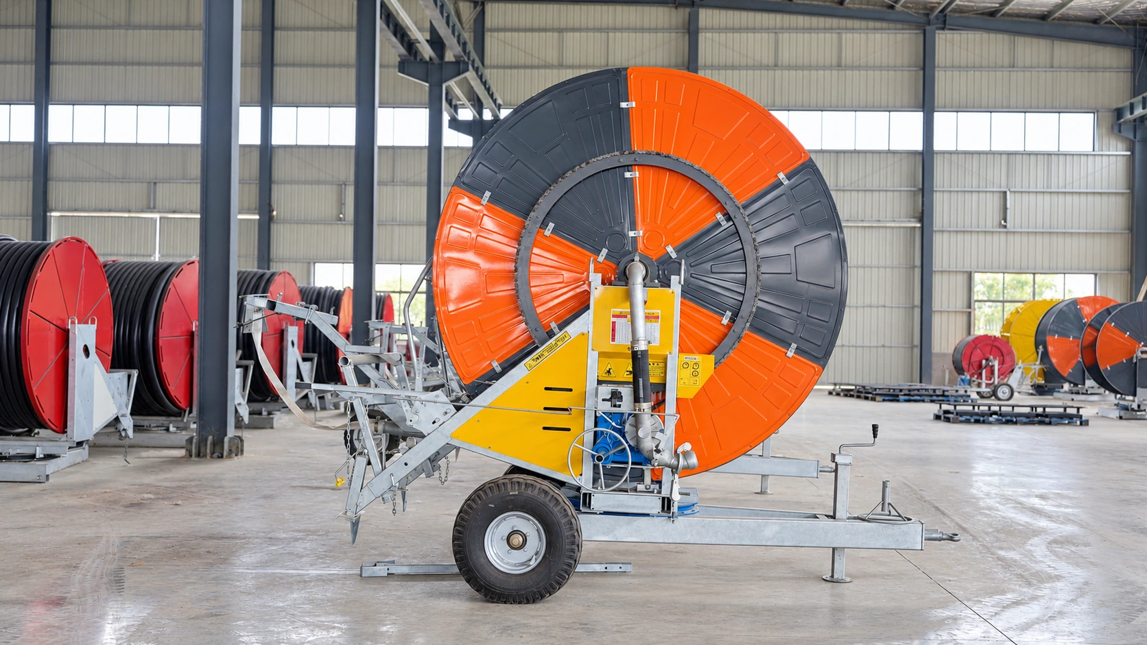 Side view of JP series hose reel irrigator