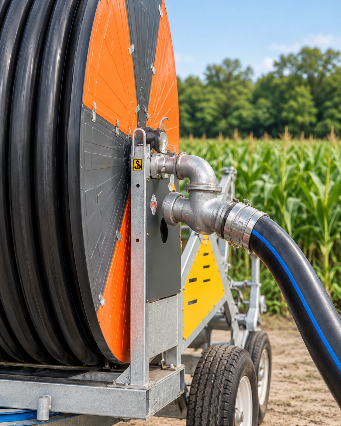 Irrigator inlet with water hose